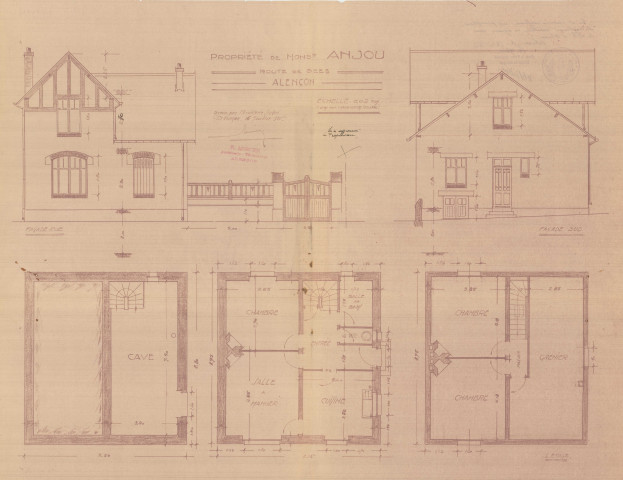 permis de construire n°24, Construction d'une maison d'habitation Rue Sées Alençon, (date de décision : 1935), (auteur du projet, architecte : MERCIER Robert).