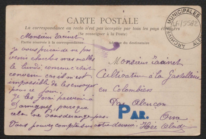 Damigny (Orne), Lavoir du pont du Fresne, carte postale ancienne noir et blanc, Parisel-Rivière, édit, sd, (14x9), acquisition 2021, AMA.