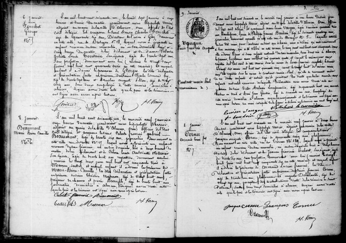 Registre des actes de naissance et adoption (1861).