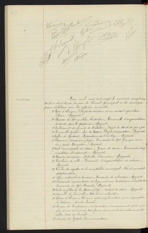 Sommaire sur les affaires à délibérer