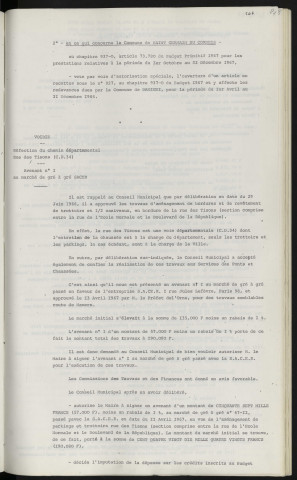 Assainissement, conventions avec Saint-Germain-du-Corbeis et Damigni pour le transit et le traitement des eaux usées. Voirie, réfection du chemin départemental rue des Tisons CD 34, avenant n°1 au marché de gré à gré SACER.