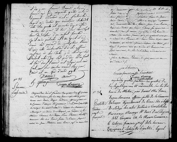 Acte de naissance de JERAUX Joséphine Perrine (18 août 1796),acte de naissance de LHOMME Louise Cécile (21 août 1796),acte de naissance de BOTTE Théodore Joseph François (19 août 1796).