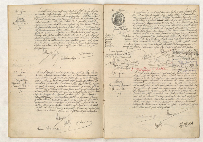 Reconnaissance de TESSIER Henriette (23 février 1917), Reconnaissance de CAUMARTIN Marcel Julien (23 février 1917, Acte de naissance de COURATIN Julien Robert (21 février 1917), Reconnaissance de TIROT Raymonde Yvonne (24 février 1917).