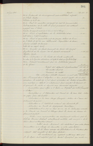 Comptabilité de la ville, budget supplémentaire pour l'exercice 1915, rapport
