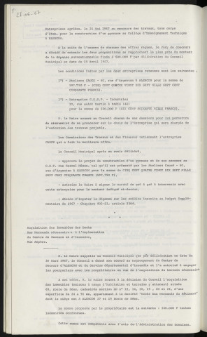 Construction d'un gymnase au C.E.T. Acquisition des immeubles des Docks Bas Normands nécessaires à l'implantation du centre de secours et d'incendie, rue Ampère.