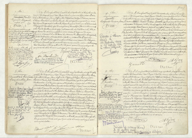 Acte de naissance de BOULET Raymonde Marguerite (7 septembre 1903),ARNAULT DE LA MENARDIERE Marie Ombline Jane (8 septembre 1903),ZANOTTI Marguerite Lucienne Jeanne (9 septembre 1903),RIBOT Suzanne Laurentine (11 septembre 1903).