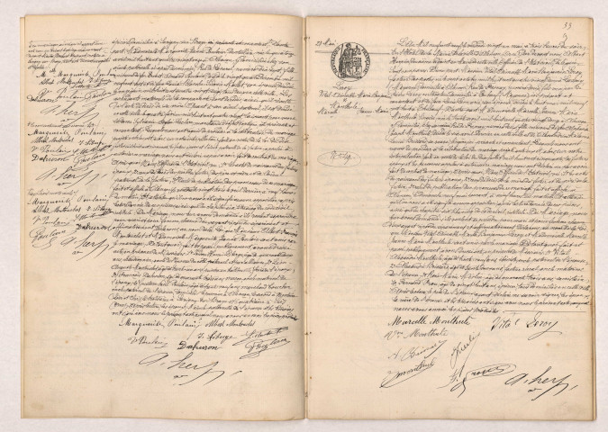 Acte de mariage de MONTOUCHET Albert François et POULAIN Marguerite Jeanne (18 mai 1909), Acte de mariage de LEROY Vital Aimable Marie Benjamin et MONTHULÉ Marcelle Jeanne Marie (21 mai 1909).