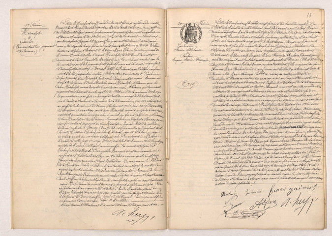 Transcription d'un jugement de divorce de HÉRACLYTE et GAUTIER (17 février 1909), Acte de mariage de GUILMEAU Arsène Alphonse et POULAIN Eugénie Marie Françoise (20 février 1909).
