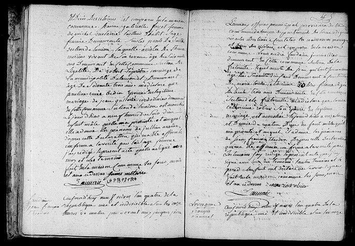 Acte de naissance de QULERIE Julien Arsène (28 décembre 1795),acte de naissance de FAUDIN Jean François Théodore (29 décembre 1795),acte de naissance de LEVESQUE François Samuel (29 décembre 1795).