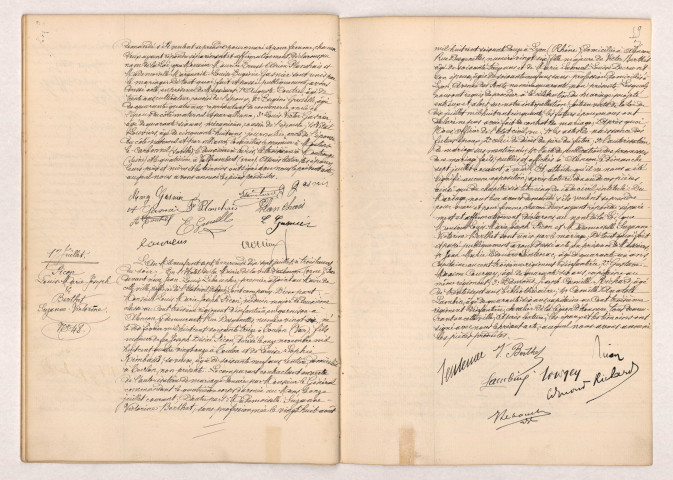 Acte de mariage de PLANCHAIS Maurice Ernest Adrien et GASNIER Marguerite Louise Eugénie (16 Juillet 1907), PICON Louis marie Joseph et BERTHET Suzanne Victorine (17 Juillet 1907).