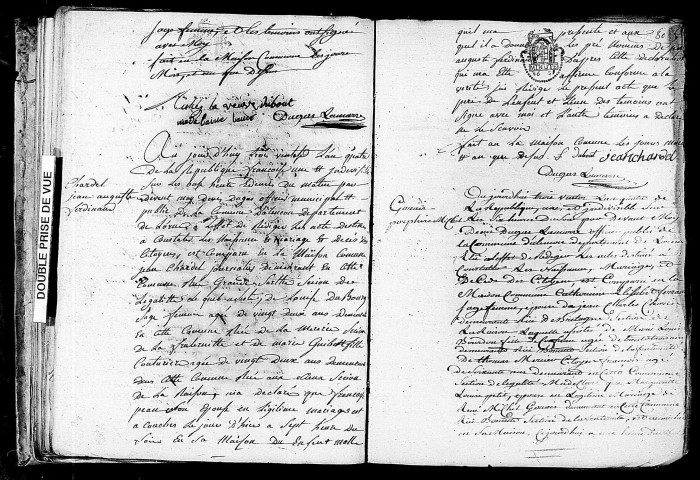 Acte de naissance de BOISEVIN Marie Joséphine (21 février 1796),acte de naissance de CHARDEL Jean Auguste Ferdinand (21 février 1796),acte de naissance de GOUAIS Porphyre Michel (22 février 1796).