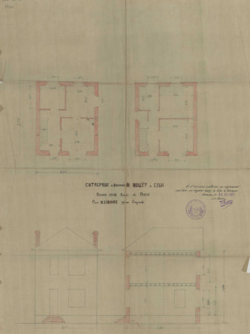 permis de construire n°3, Construction d'une maison d'habitation Rue Paris Alençon, (date de décision : 1935), (auteur du projet, architecte : MOLLET (entrepreneur)).