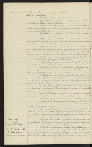 Rétablissement du courrier postal le dimanche, vœu du Syndicat industriel et commercial, communication de Mr le Maire. Suppression du service de Zonage, gare d'Alençon, vœu de la chambre du commerce