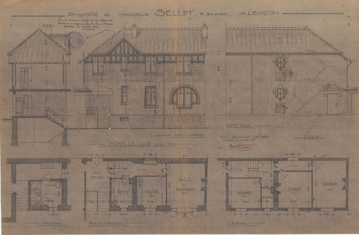 permis de construire n°15, Construction d'une maison d'habitation Rue Bourdon Alençon, (date de décision : 1937), (auteur du projet, architecte : MERCIER Robert).