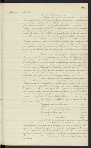 Distribution d'eau, protection des sources, acquisition , Mme veuve JOUSSELIN DE ST HILAIRE propriétaire à Colombiers, rapport