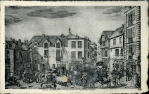 Vieil Alençon, La Place du Puits des Forges, carte postale ancienne noir et blanc, photographe éditeur Peslier-Grelebin, (date cliché 1907-1908), (14x9), collection particulière Maryvonne Thoréton, AMA.