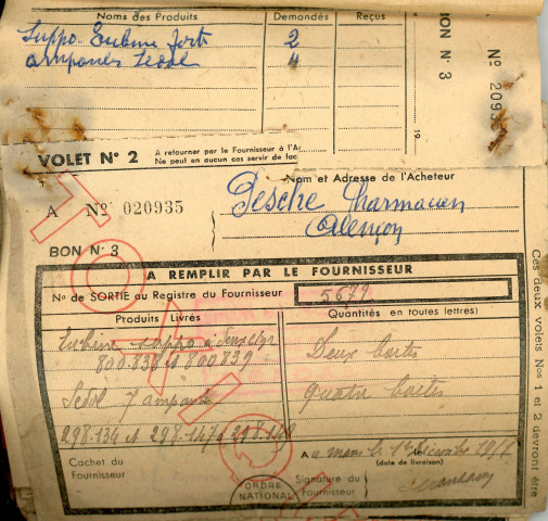 Carnets de bons de commande (6 décembre 1949 - 19 novembre 1953).
