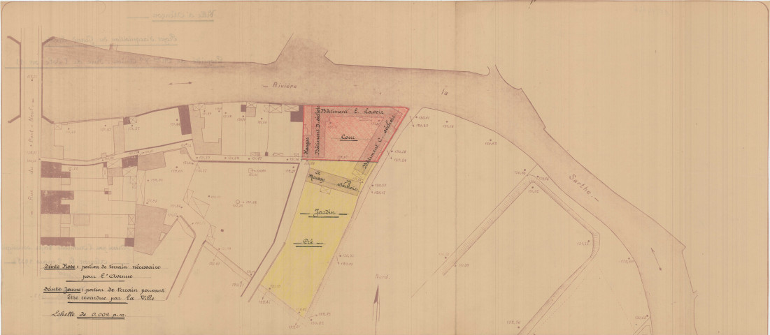 Le Grand Lavoir central, plan , terrains (Barré, éch : 1/200, ).