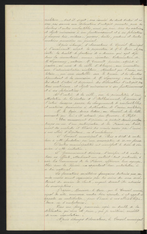 Usine Militaire de Neufchâtel, transfert à Alençon exonération des droits d'Octroi et dépense de la déclaration d'entrepôt, Colonel ADRIAN, succession de Mr LEGUERNAY. Contribution pour l'envoi aux alliées Russes d'hôpitaux ou d'ambulances