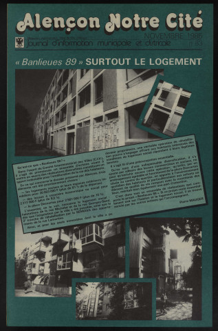 Alençon Notre Cité, journal d'information municipale et districale n°83 (novembre 1985).
