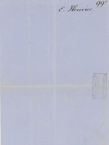 Lettre autographe signée de l'écrivain Edouard Plouvier à l'acteur Adolphe Laferrière (1858).