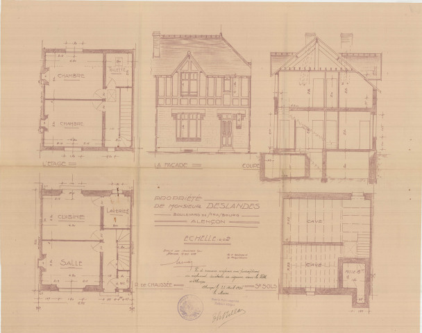 permis de construire n°14, Construction d'une maison d'habitation Boulevard de Strasbourg Alençon, (date de décision : 1936), (auteur du projet, architecte : MERCIER Robert).