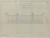 Les Promenades, porte 3, rue Candie face à la Clinique, clôture, élévation, plan (arch : A. Eschbaercher, ech : 0.02, n°3, date : 1940).