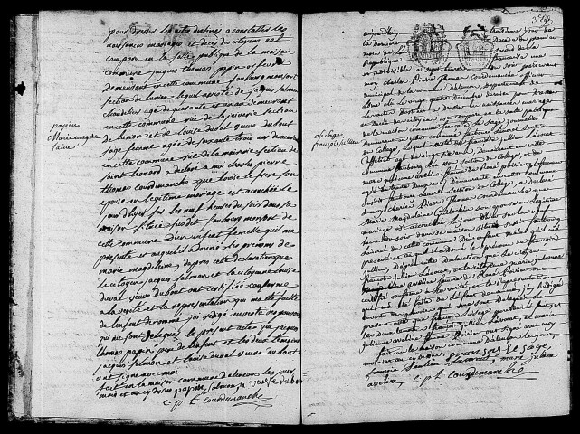 Acte de naissance de PAPIN Marie Madeleine (13 octobre 1793),acte de naissance de LESAGE François Julien (13 octobre 1793).