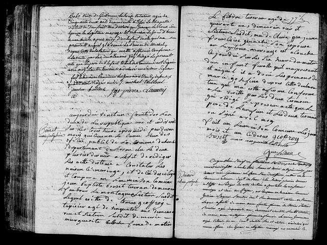 Acte de naissance de TILLEUL Michel (5 septembre 1794),acte de naissance de BROSSET Marie Joséphine (6 septembre 1794),acte de naissance de BESIVARD Julien Joseph (7 septembre 1794).