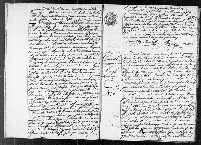 Registre des actes de mariage (1851).