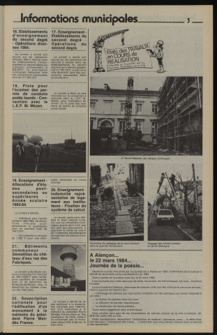 Alençon Notre Cité, journal d'information municipale et districale n°67 (mars 1984).