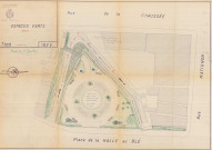 Square de la Halle au Blé, espaces verts, (services techniques, éch : 1/100, 74x52, 183V, 20 septembre 1971).