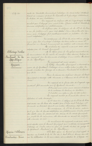 Abatage d'arbres, route de Courteille, pétition formulée par Mr BEAUDOIN demeurant n°3 route de Courteille, rapport . Abatage d'arbre, Boulevard de la république, rapport . Hospice d'Alençon, construction d'une maternité, avis du conseil