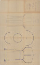 Construction d'un château d'eau de 700m3, ensemble : vue en plan, coupe longitudinale, coupes, plans(Larbanet, éch : 1/200, plan n°10, 25 mai1936).