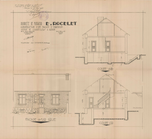permis de construire n°8, Construction d'une maison d'habitation Rue Courteille Alençon, (date de décision : 1933), (auteur du projet, architecte : PERRIER).