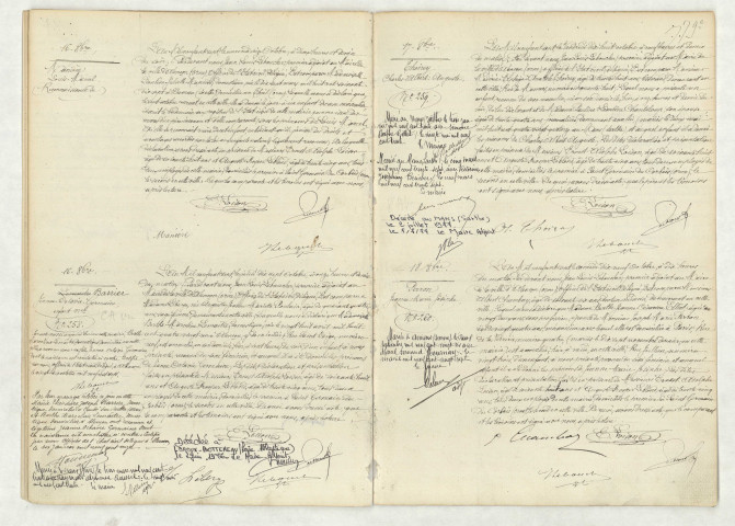 Reconnaissance de MANIÈRE Louis Marcel (16 octobre 1907),acte de naissance de BARRIER Jeanne Octavie Germaine (16 octobre 1907),acte de naissance de THOIREY Charles Albert Auguste (17 octobre 1907),acte de naissance de PERRON Jeanne Marie Josèphe (18 octobre 1907).
