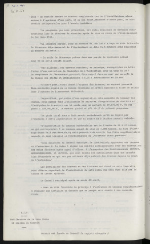 Abattoirs, travaux complémentaires d'un montant de 220 000 F.