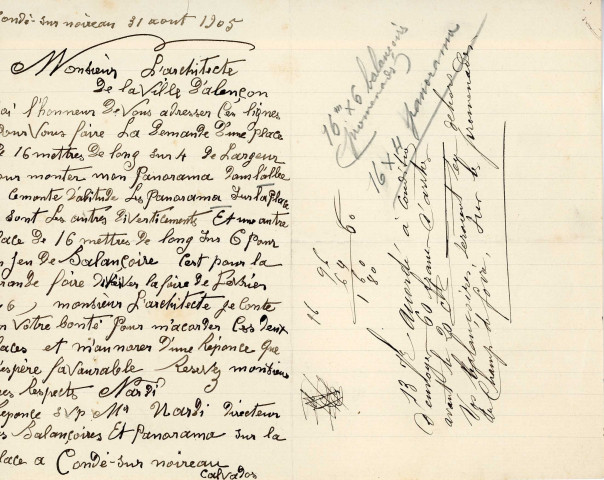 Foire de la Chandeleur (1906-1907), demandes de boutiques sous la coupole de la Halle au Blé, sur la place d'Armes : états nominatifs, correspondance, flyers, plans, mémoires.