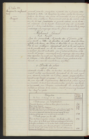 Droits de place, révision du règlement tarif : Rapport