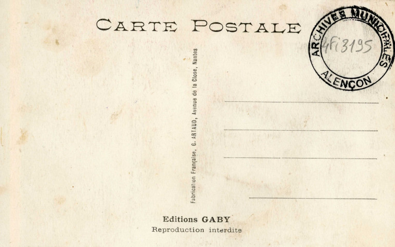 Alençon (Orne), "Arrêtez-là ! Arrêtez-la !...et vous verrez Alençon", carte postale humoristique à système couleur n°117, Artaud père et fils, éditeur, Nantes, éditions Gaby,sd, (14x9), AMA.