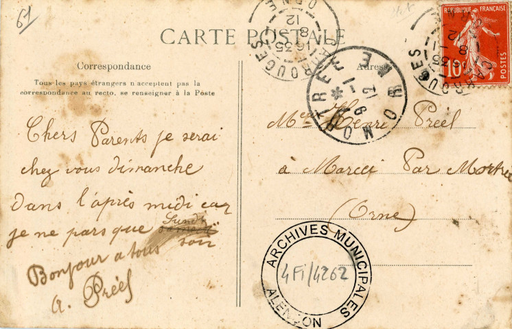 Saint-Didier-sous-Ecouves (Orne), la maison Romain, carte postale ancienne noir et blanc, éditeur Romain, (Date d'utilisation : 9 janvier 1912), (14x9), AMA.