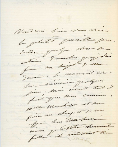 Lettre autographe signée de la femme de lettres Louise Colet au comédien Louis Fortuné Adolphe Laferrière (1872-1873).