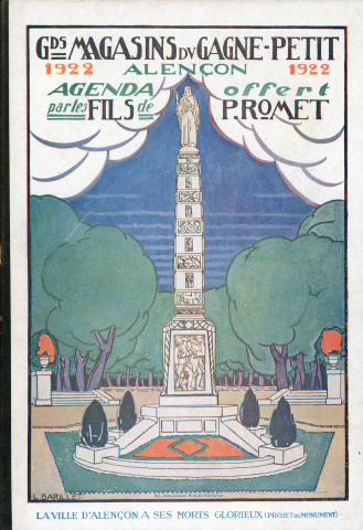 Grands Magasins du Gagne-Petit, publicité : agenda (1922) (Imprimerie Alençonnaise).