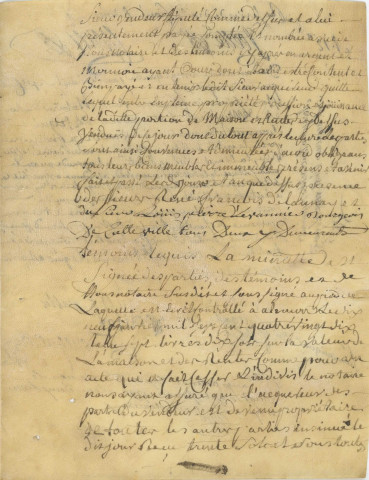Contrat de vente entre le Sieur Claude Allix et Jean Desroches, d'une partie de la maison sise 45-47 rue Cazault (5 janvier 1790).