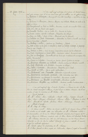 Sommaire sur les affaires à délibérer