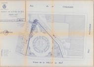 Square de la Halle au Blé, espaces verts, (services techniques, éch : 1/100, 74.5x52, 183V, 20 septembre 1971).