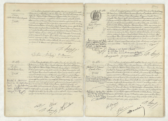 Acte de naissance de DELION André Charles Marie Auguste (21 décembre 1908),acte de naissance de MELUN Marthe Marie Renée (22 décembre 1908),acte de naissance de JAGOREL Jeanne Eugénie (23 décembre 1908),acte de naissance de GRATEREAU DE NEGRAVAL Marcelle Marie (22 décembre 1908).