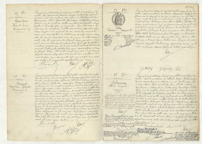 Reconnaissance de GOURDEAU Marcel Louis (25 octobre 1912),reconnaissance de BOCQUET Augustine Gabrielle (28 octobre 1912),acte de naissance de LEROY Simone Raymonde (27 octobre 1912),acte de naissance de DELAUNAY Albert Eugène (28 octobre 1912).