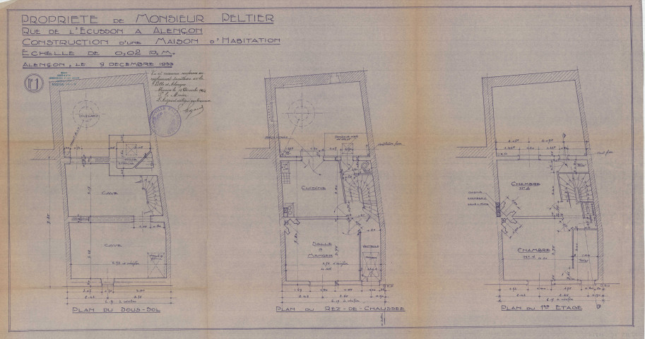 permis de construire n°27, Construction d'une maison d'habitation Rue L'Ecusson Alençon, (date de décision : 1933), (auteur du projet, architecte : MEZEN Albert).