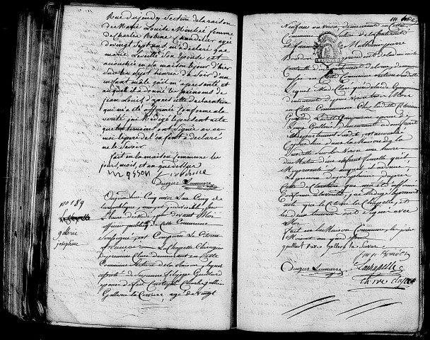 Acte de naissance de DOISNEL Jean Louis (23 décembre 1796),acte de naissance de GALLERIE Joséphine (25 décembre 1796).